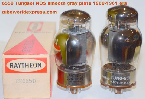 6.23.20 (!!!!!) (Recommended Pair) 6550 Tungsol USA NOS smooth gray plate 1960-1961 (126.5ma and 130ma)