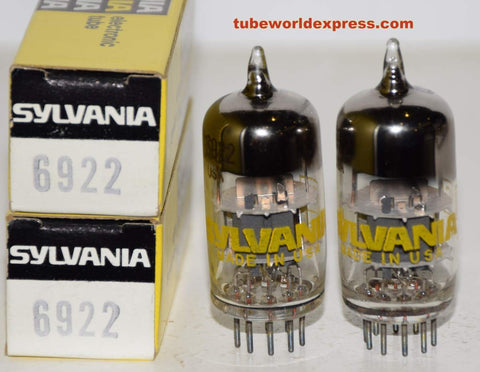 (!!!!) (Recommended Pair) 6922 Sylvania NOS 1970 era (12.2/13.4ma and 12.8/13.4ma)