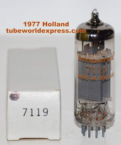 (slightly microphonic single) E182CC=7119 Amperex PQ Holland NOS 1977 large 