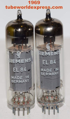 (!!!!) (BEST SIEMENS PAIR) EL84 Siemens Halske Germany NOS 1969 (47.5ma and 50.4ma)
