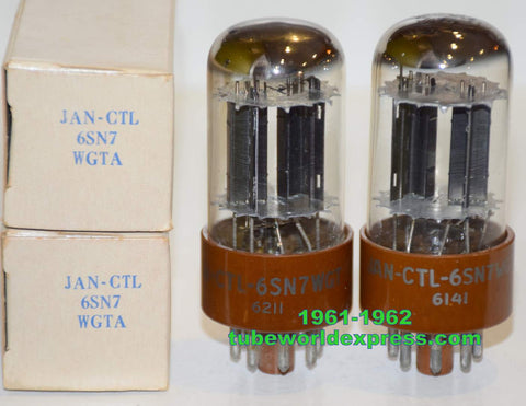 3.2.20 (!!!) (Best Overall Pair) JAN-CTL-6SN7WGTA Tungsol NOS 1961-1962 (8.8/9.9ma and 8.8/9.4ma) (low noise)