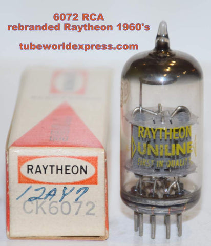 (!!!) 6072 RCA NOS gray plates rebranded Raytheon 1960's (Fender, Apex) (2.5ma/2.8ma)
