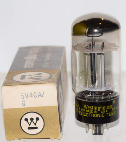 (!!) (Good Value) 5V4GA Sylvania branded Westinghouse low hours/tests like new 1966 (55/40 and 55/40)