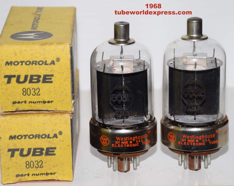 (!!) (BEST PAIR) 8032 Westinghouse NOS 1968 (98.5ma and 99ma)
