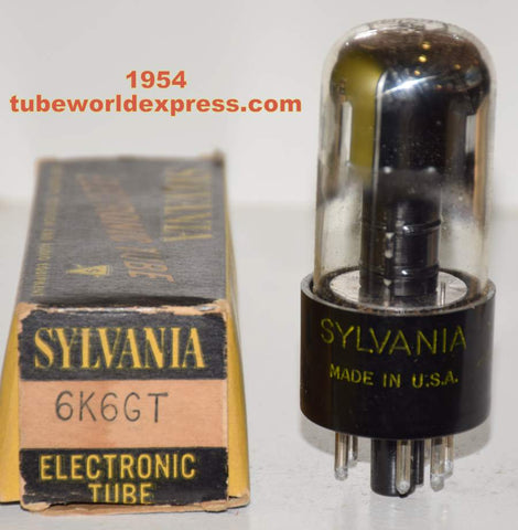 6K6GT Sylvania chrome top black plate lightning logo NOS 1954 (54.6ma)