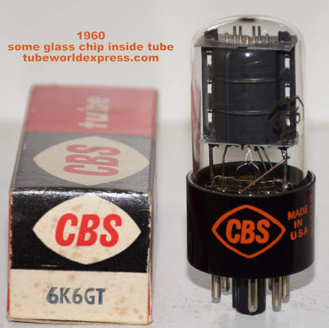 (!!) 6K6GT RCA branded CBS NOS 1960 some glass chips resting at bottom of tube  (46ma)