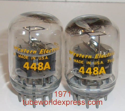 (!) 448A Western Electric smooth top used/good 1971 (1 pair: 28ma and 29.4ma) (Matched on Amplitrex)