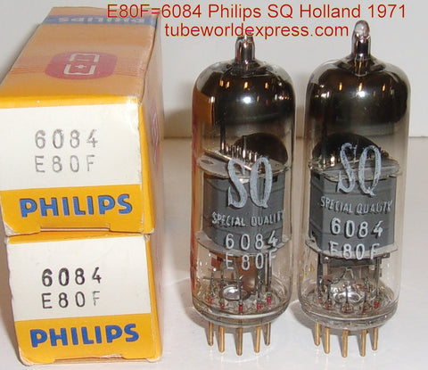 E80F=6084 Philips SQ Special Quality Holland Gold Pins NOS 1968 and 1973 (2.9ma/3.0ma) 1-3% matched