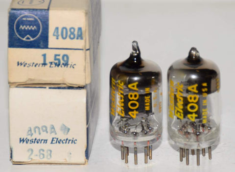 (!!!!) (BEST PAIR) 408A Western Electric NOS 1959 and 1968 (95/60 and 95/60)