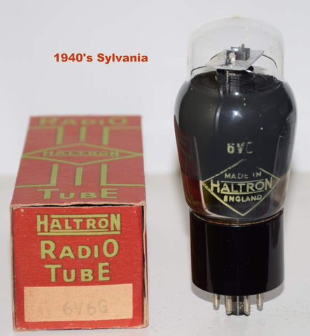 (!!!!) (Recommended Single) 6V6G Sylvania branded Haltron coated glass NOS 1940's (50ma)