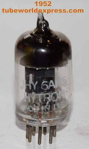 JHY-6AK5 Hytron black plate NOS 1952 in white box (9.2ma)