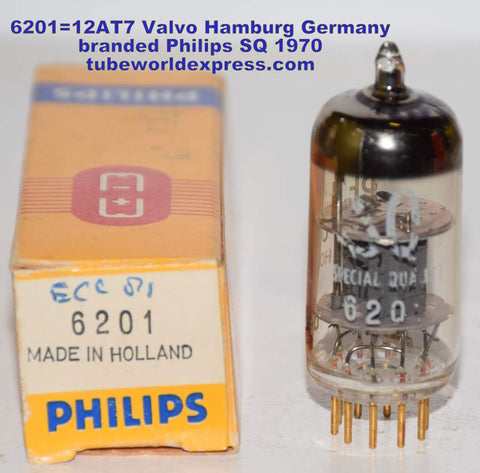 (!!) (Good Value Single) 6201=12AT7 Valvo Germany rebranded Philips SQ 1970 (6.8/7.8mA)