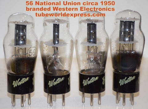 (!!!) (Best matched Quad) 56 National Union rebranded Western Electronics NOS 1940's (5.5/5.5/5.6/5.9ma) (matched quad)