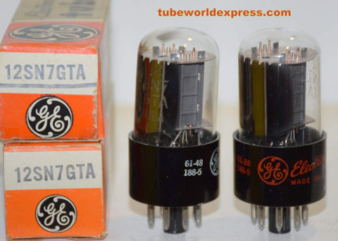 (!!!!) (Recommended Pair) 12SN7GTA GE side getter NOS and like new 1961 (8.4/8.6ma and 8.2/8.3ma)