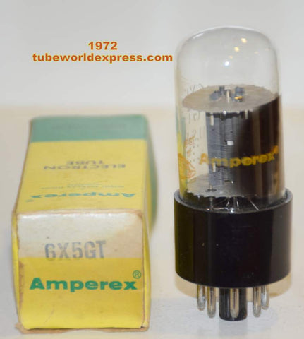 6X5GT GE Amperex NOS 1972 slight;y tilted glass (50/40 and 50/40)