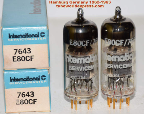 (!!!) (Best Value Pair) E80CF=7643 Valvo Germany branded International NOS 1961-1963 (PREMIUM 6BL8 SUB) (Tuners) 1-5% matched