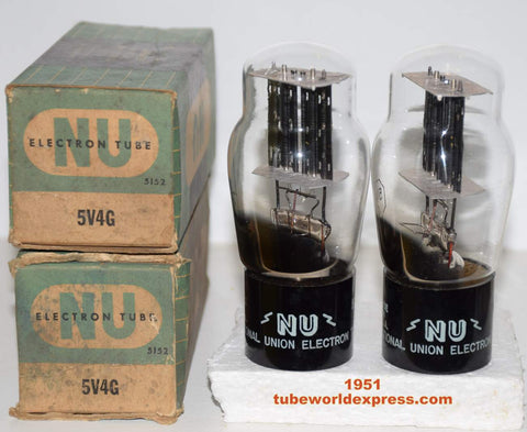 (!!!!) (BEST PAIR) 5V4G National Union NOS 1951 same date codes (56/40 and 56/40 x 2 tubes) 1% matched