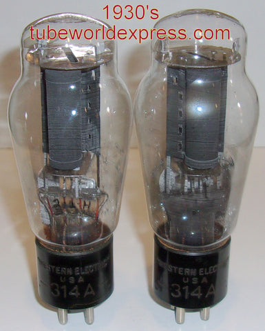 (!!!) (Recommended PAIR) 314A Western Electric Engraved base NOS 1930's (58/40 and 64/40 x 2 tubes)