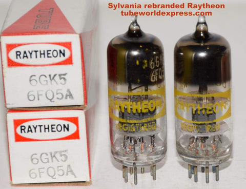 (!!!) (Recommended Pair) 6GK5=6FQ5A Sylvania rebranded Raytheon NOS (8.2ma and 8.3ma)