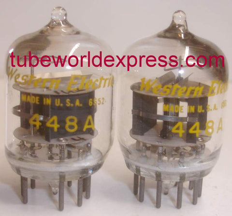 448A Western Electric tipped top used/good 1965 same date codes (1 Pair: 26ma and 27.5ma) (Matched on Amplitrex)