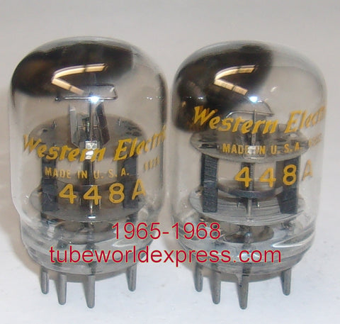 (!!!!!) (Best 448A Pair) 448A Western Electric smooth top used/test like new 1965-1968 (42.5ma and 45.5ma) (Matched on Amplitrex)