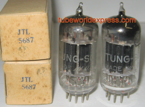 (!) (Best 5687 Tungsol Pair #3) JTL-5687 Tungsol black plates NOS 