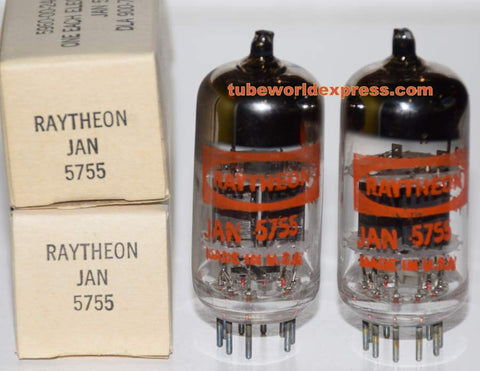 (!!!!) (BEST PAIR #3) JAN-5755 Raytheon Black Plates NOS 1979 (1.7/1.7ma and 1.8/1.8ma)