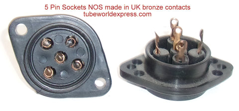 5 pin chassis sockets for KT8C made in UK bronze contacts (1 in stock)
