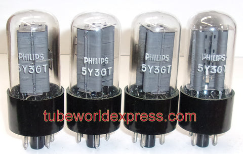 (!!!) (Best Matched Quad) 5Y3GT Philips Holland NOS 1960's (1 set of 4)