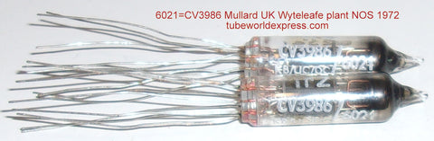 (!!!!) (Best Value Pair) 6021=CV3986 Mullard UK Whyteleafe plant NOS 1972 original boxes (4.4/7.0ma and 4.8/6.0ma)