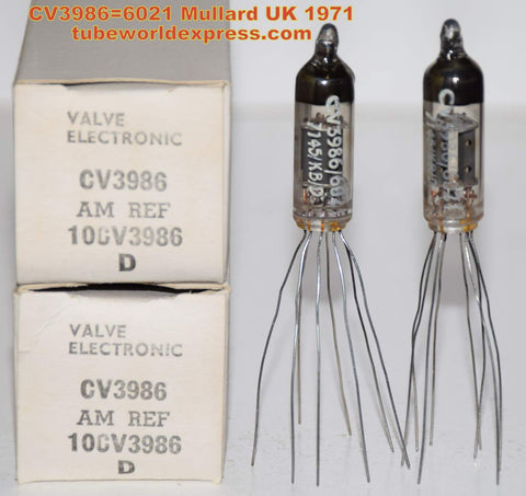 (!!!!!) (Recommended Pair - for Audio Aero) 6021=CV3986 Mullard UK Mitcham NOS 1969 (4.8/5.3ma and 4.8/5.0ma) (1-3% matched)