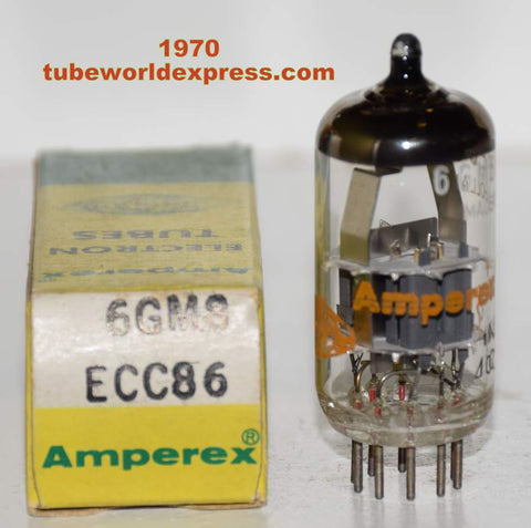 (!!) (Recommended Single) ECC86=6GM8 Amperex Holland Globe Logo NOS 1970 (4.8/5.1ma)