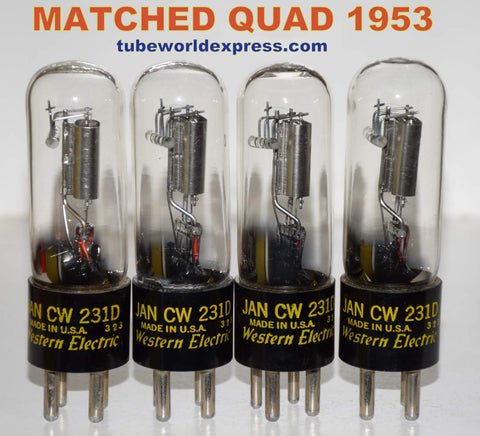 (!!!!!) (BEST MATCHED QUAD) JAN-CW-231D Western Electric NOS 1953 (1.8/1.8/1.8/1.8ma) 1% matched