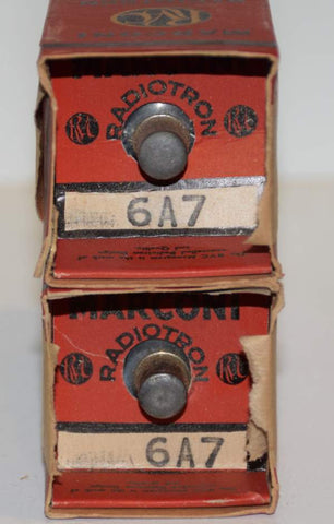 (!!) (Best Pair) 6A7G Marconi Radiotron Canada NOS sealed NOS 1950's