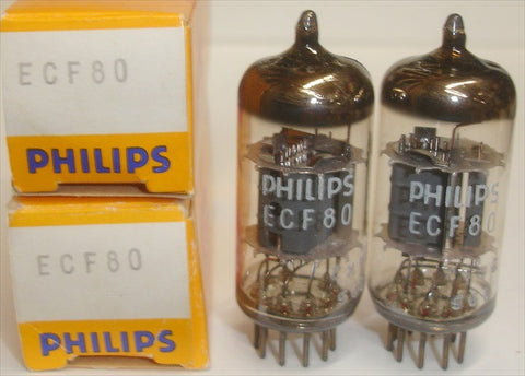(!!!!) (BEST OVERALL PAIR) ECF80=6BL8 Mullard rebranded Philips NOS 1966 1-5% matched
