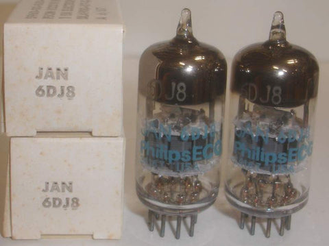 (!!!!) (Best Value Pair) 6DJ8 Philips ECG USA by Sylvania NOS 1987 (12.8/18.2ma and 13.0/18.4ma)