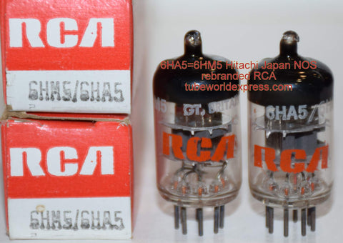 (!!) (#1 6HM5 Japan Pair) 6HA5=6HM5 Hitachi Japan branded RCA NOS 1970's (14.5ma and 15ma) (Highest Ma and Gm)
