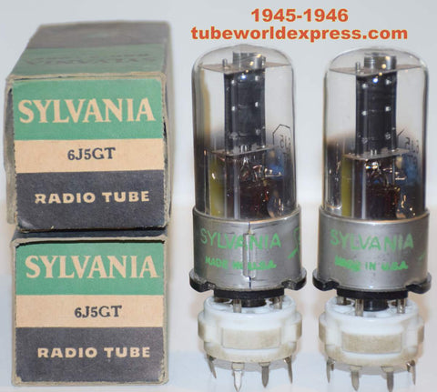 (!!!!) (Recommended Pair) 6J5GT Sylvania lightning logo NOS 1945-1946 (more in stock soon)
