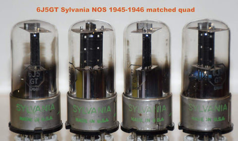 (!!!!) (Best Quad #2) 6J5GT Sylvania lightning logo NOS 1945-1946 (8.2/8.0/8.0/8.2ma)