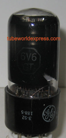 6V6GT GE black round plate used/good 1953 hairline crack in base (35ma)