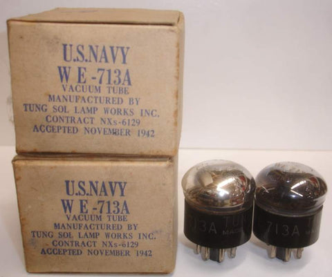 (BEST PAIR) WE-713A Tungsol NOS 1942 (7.0ma and 7.1ma)