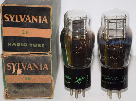 (!!!) (2nd Best Pair) 26 Sylvania chrome plate NOS 1940's (5.3ma and 5.3ma)
