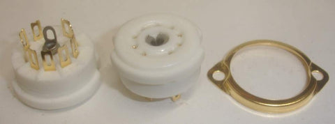 9 pin ceramic chassis mount socket with gold-plated pins and mounting bracket (0 in stock)