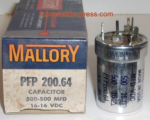 500/500uf @ 16VDC Mallory PFP cap NOS (0 in stock) (PFP200.64)