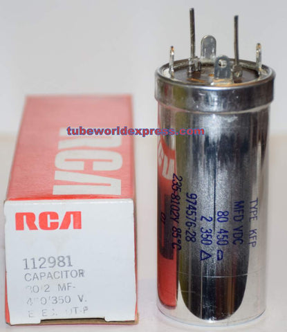 80uf/450V, 2uf/350VDC Sprague made for RCA (KFP) NOS 3
