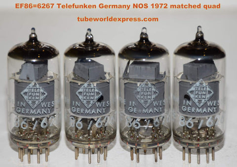 (!!!!) (BEST MATCHED QUAD) EF86 Telefunken Germany <> bottom gray shield 1972 NOS in white boxes matched quad (3.3/3.3/3.3/3.3ma) 1-2% matched