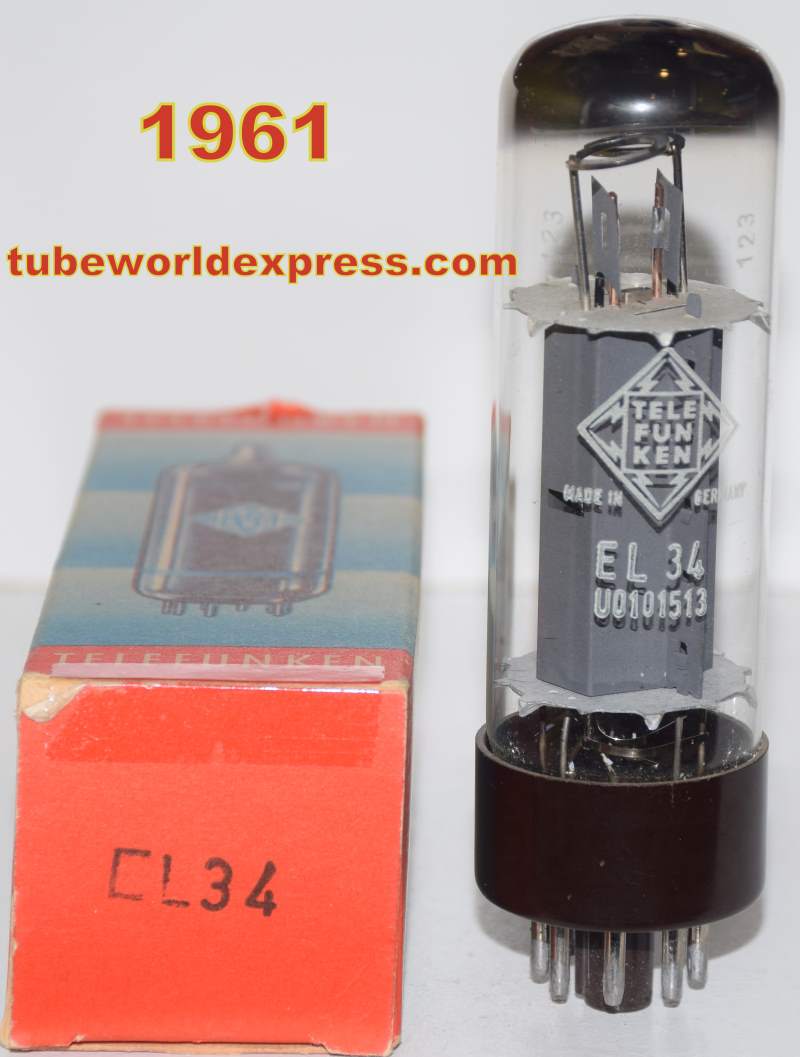 EL34 Telefunken Ulm West Germany NOS 1961 (88ma) (very rare)