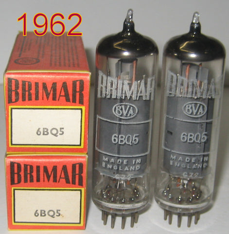 (!) (BEST VALUE PAIR) EL84 Brimar England NOS 1962 (67ma and 66ma) (recommended for FIXED-BIAS amp only due to high current)