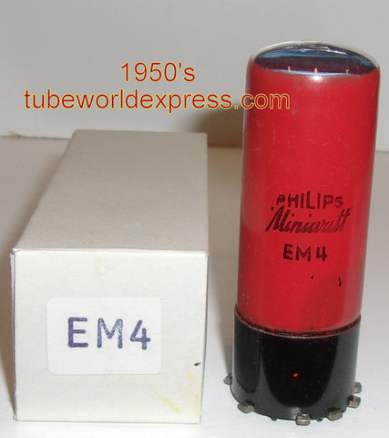 EM4 Philips Miniwatt Holland or Austria NOS red coated glass 1950's (8 in stock)