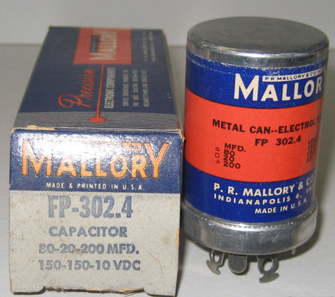 80uf/20uf @ 150VDC and 200uf/10VDC Mallory FP NOS (2
